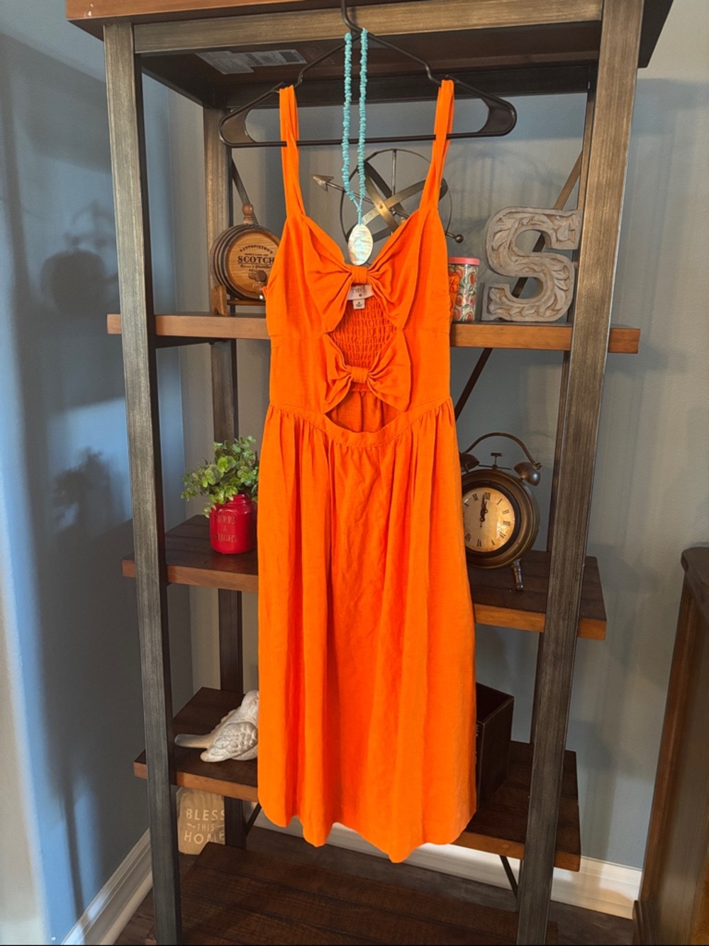 Fe Noel Orange Tie-Front Midi Dress nwot - Picture 2 of 3